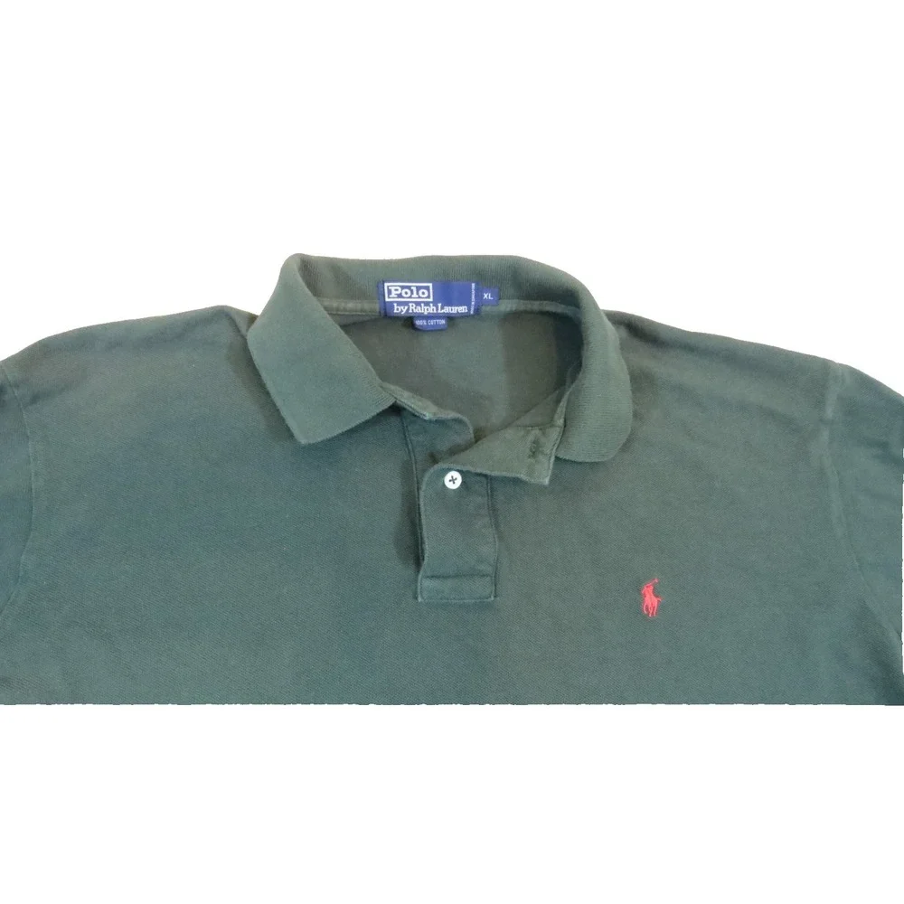 Polo Ralph Lauren Shirt Mens XL Green Long Sleeve Pique Cotton Classic Pony Logo